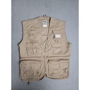 Uncle Milty Photographer‎ Fishing Vest Brown Mens M Canvas Snap Pockets Outdoor
